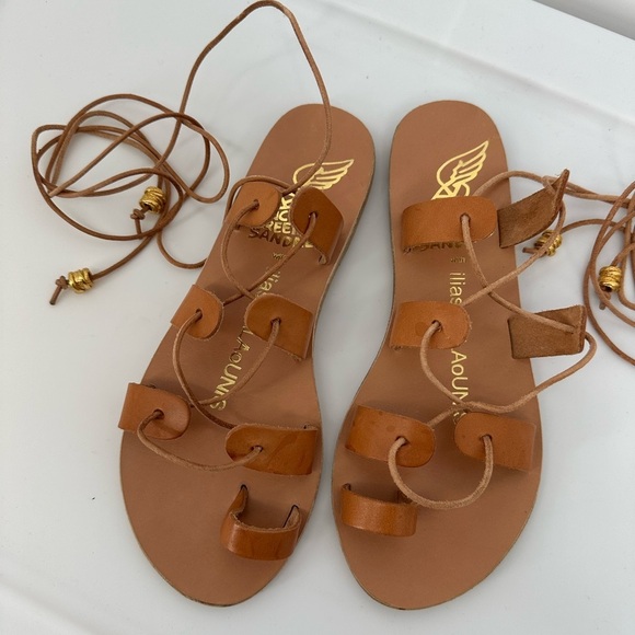 Ancient Greek Sandals With Ilias Lalaounis Alcyone Tan Leather Sandals size 37 - Picture 3 of 5
